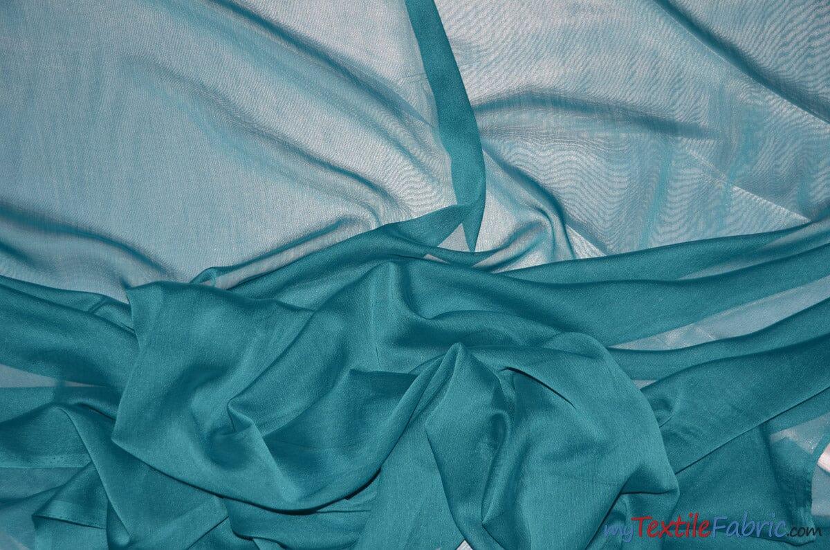 Two Tone Chiffon Fabric | Iridescent Chiffon Fabric | 60" Wide | Clean Edge | Multiple Colors | Continuous Yards | Fabric mytextilefabric Yards Teal 