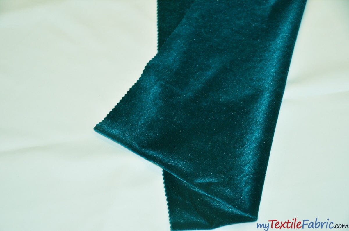 Soft and Plush Stretch Velvet Fabric | Stretch Velvet Spandex | 58" Wide | Spandex Velour for Apparel, Costume, Cosplay, Drapes | Fabric mytextilefabric Yards Teal 