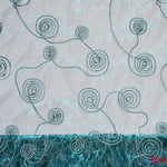 Load image into Gallery viewer, Donatello Organza Embroidery Fabric | Embroidered Floral Sheer | 54&quot; Wide | Multiple Colors | Fabric mytextilefabric Yards Teal 
