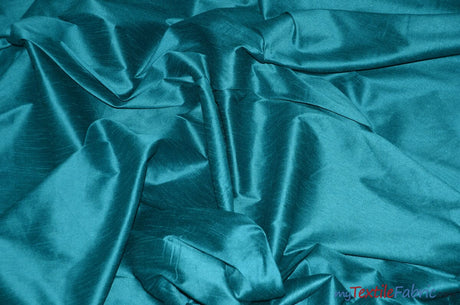 Polyester Silk Fabric | Faux Silk | Polyester Dupioni Fabric | Sample Swatch | 54" Wide | Multiple Colors | Fabric mytextilefabric Sample Swatches Teal 