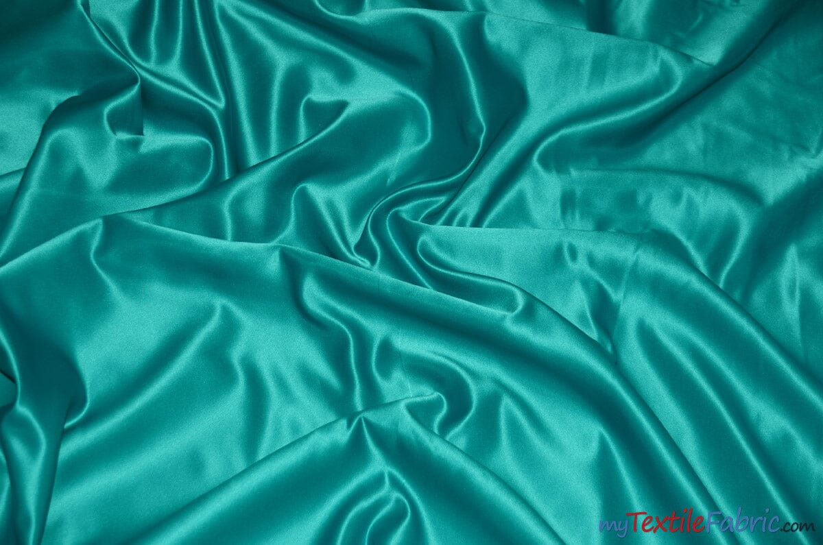 L'Amour Satin Fabric | Polyester Matte Satin | Peau De Soie | 60" Wide | Wholesale Bolt | Wedding Dress, Tablecloth, Multiple Colors | Fabric mytextilefabric Bolts Teal 