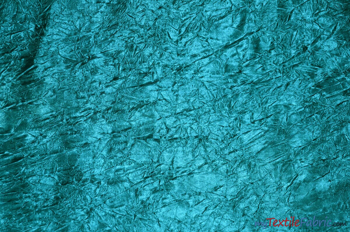 Silky Crush Satin | Crush Charmeuse Bichon Satin | 54" Wide | Continuous Yards | Multiple Colors | Fabric mytextilefabric Yards Teal 