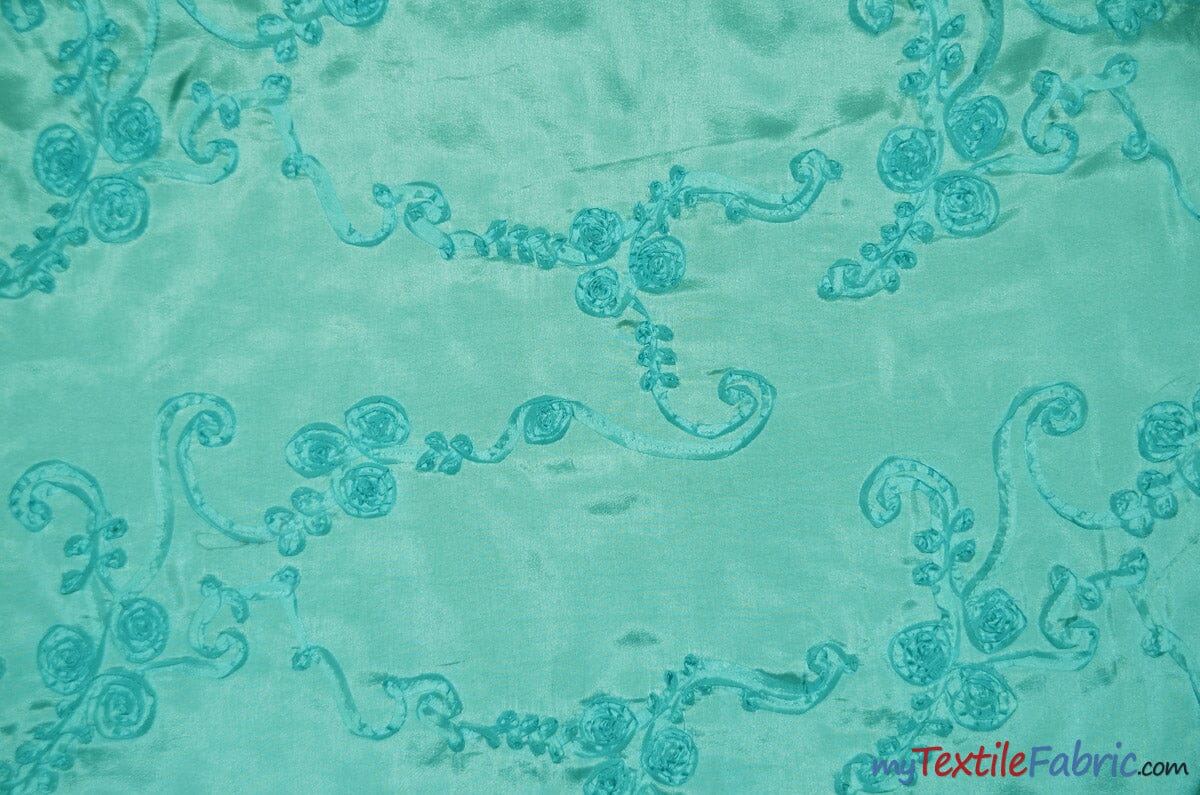 Ribbon Taffeta Fabric | Ribbon Cord Taffeta Embroidery | 54" Wide | Multiple Colors | Fabric mytextilefabric Yards 951 Blue 