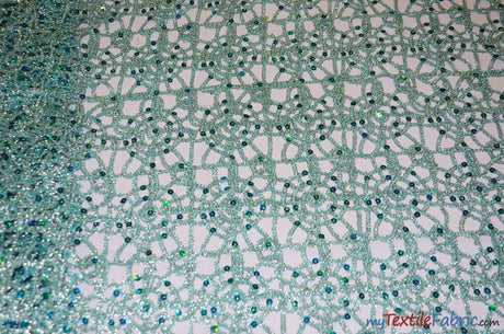 Open Weave Chain Chemical Lace Fabric | 50" Wide | 10 Colors | Fabric mytextilefabric Yards 951 Blue 