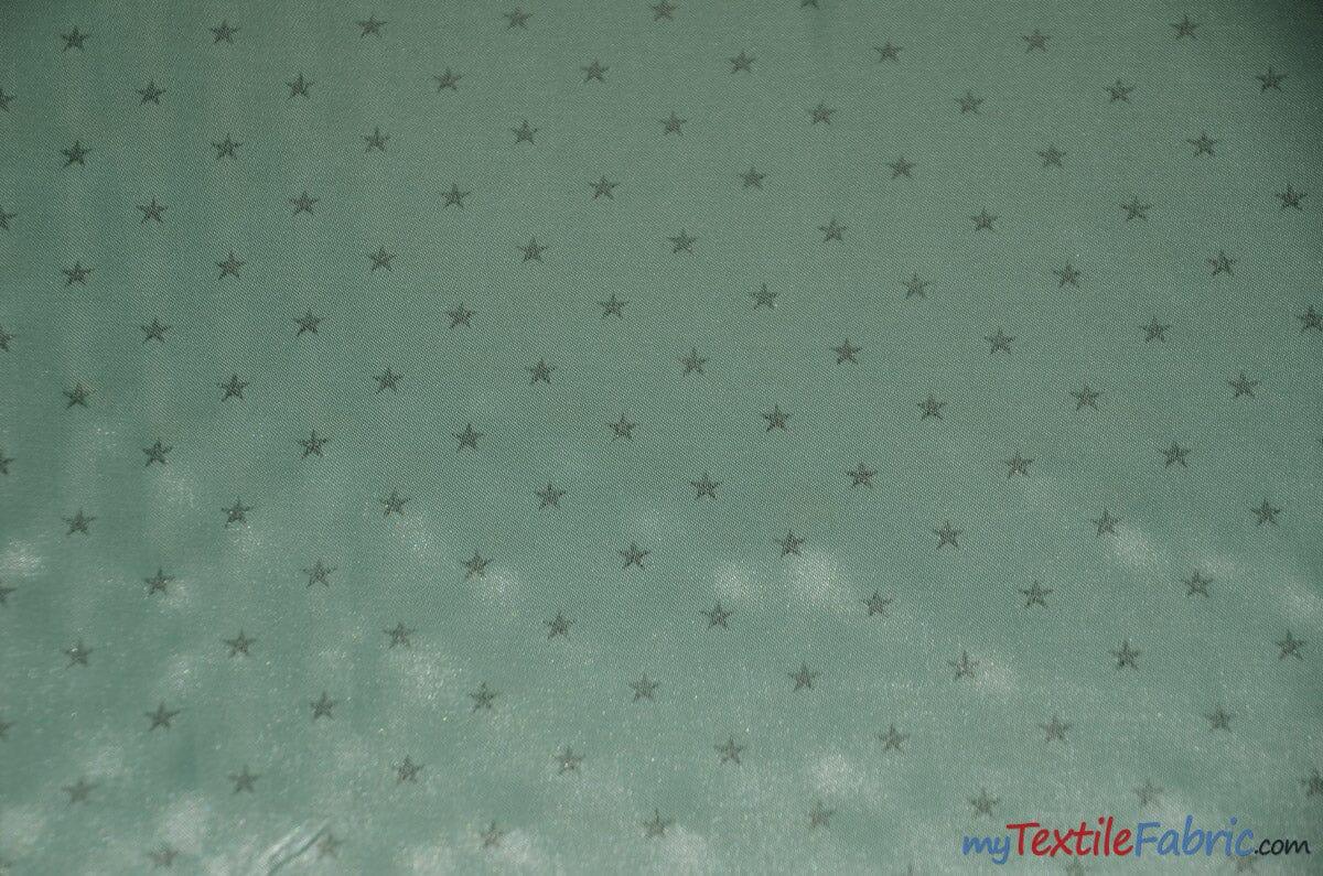 Mini Star Silky Satin Fabric | Soft Mini Star Charmeuse Fabric | 60" Wide | White Pink Mint | Fabric mytextilefabric Yards Mint Silver Star 