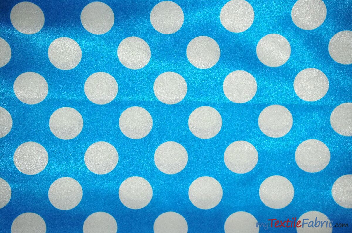 Polka Dot Satin | Soft Satin Polka Dot Charmeuse Fabric | 60" Wide | Fabric mytextilefabric Yards Turquoise Polka Dot 
