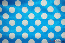 Load image into Gallery viewer, Polka Dot Satin | Soft Satin Polka Dot Charmeuse Fabric | 60&quot; Wide | Fabric mytextilefabric Yards Turquoise Polka Dot 