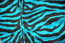 Load image into Gallery viewer, Animal Zebra Satin Fabric | Soft Satin Zebra Charmeuse Fabric | 60&quot; Wide | Multiple Colors | Fabric mytextilefabric Yards Turquoise Zebra 