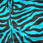 Load image into Gallery viewer, Animal Zebra Satin Fabric | Soft Satin Zebra Charmeuse Fabric | 60&quot; Wide | Multiple Colors | Fabric mytextilefabric Yards Turquoise Zebra 
