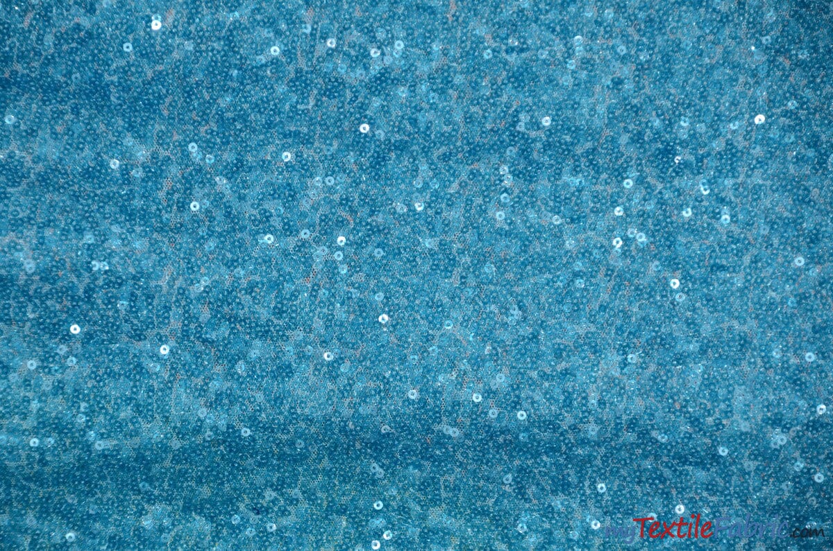 Glitz Mesh Sequins Fabric | 3mm Glitter Sequins | 52" Wide | Multiple Colors | Fabric mytextilefabric Yards Turquoise 