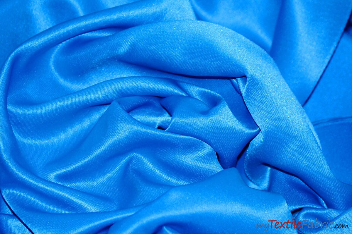 L'Amour Satin Fabric | Polyester Matte Satin | Peau De Soie | 60" Wide | Wholesale Bolt | Wedding Dress, Tablecloth, Multiple Colors | Fabric mytextilefabric Bolts Turquoise 