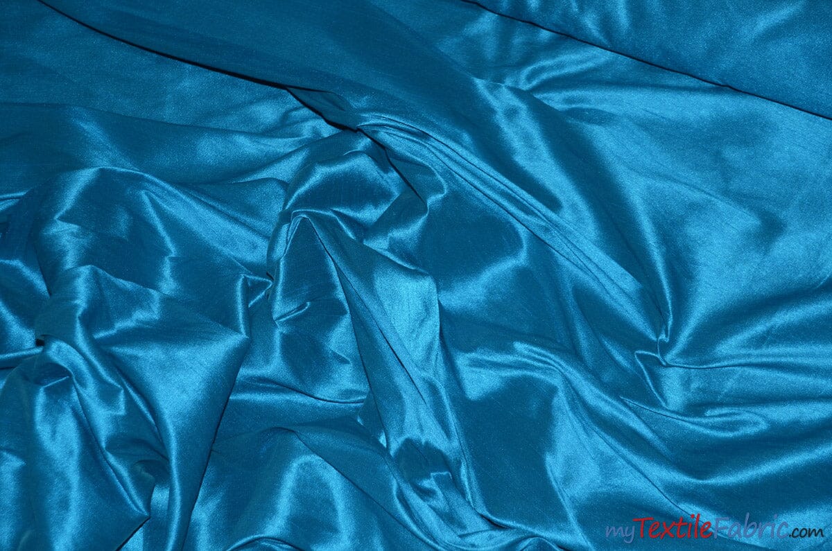 Polyester Silk Fabric | Faux Silk | Polyester Dupioni Fabric | Sample Swatch | 54" Wide | Multiple Colors | Fabric mytextilefabric Sample Swatches Turquoise 