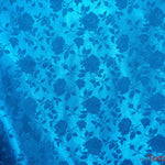 Load image into Gallery viewer, Satin Jacquard | Satin Flower Brocade | 60&quot; Wide | Sold by the Continuous Yard | Fabric mytextilefabric Yards Turquoise 
