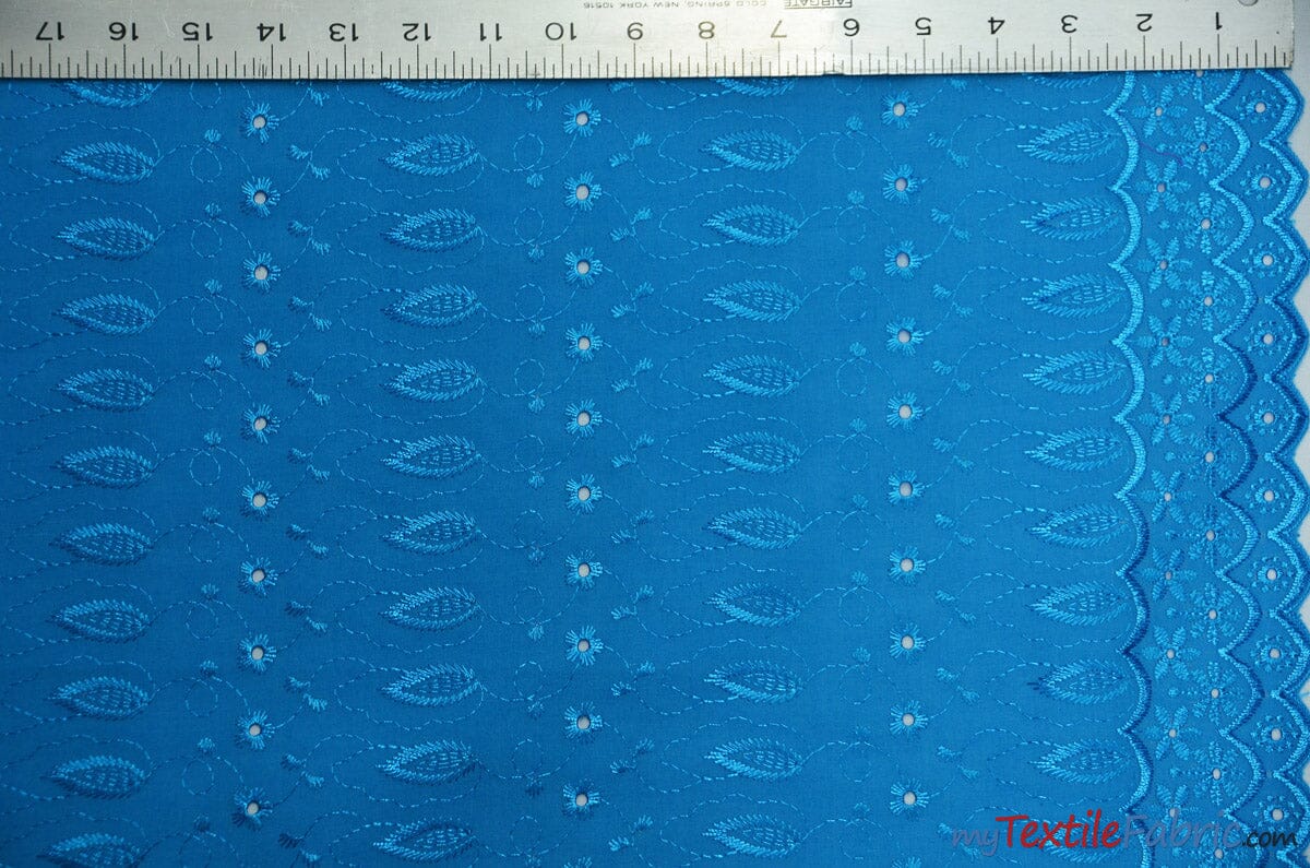Polyester Cotton Eyelet Embroidery | Double Sided Border | 45" Wide | Multiple Colors | Fabric mytextilefabric Yards Turquoise 