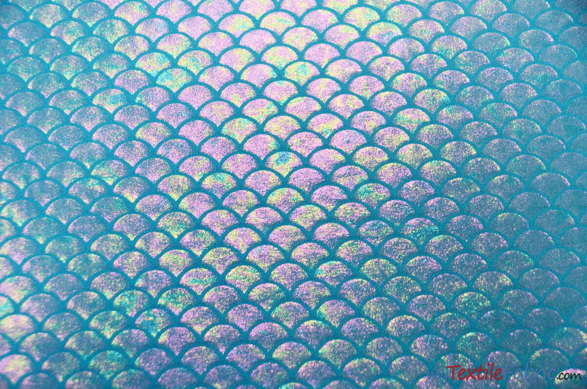 4 Way Stretch Dancewear Fabric | Paradise Mermaid Hologram Spandex | 58/60" Wide | Multiple Colors | Fabric mytextilefabric Yards Turquoise 