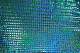 Hologram Square Sequins Fabric | Holographic Quad Sequins Fabric by the Yard | 40" Wide | Glued on Sequins for Decoration | 7 Colors | Fabric mytextilefabric Yards Turquoise 