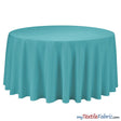 108" Round Polyester Seamless Tablecloth | Sold by Single Piece or Wholesale Box | Fabric mytextilefabric By Piece Turquoise 