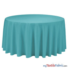 Load image into Gallery viewer, 108&quot; Round Polyester Seamless Tablecloth | Sold by Single Piece or Wholesale Box | Fabric mytextilefabric By Piece Turquoise 