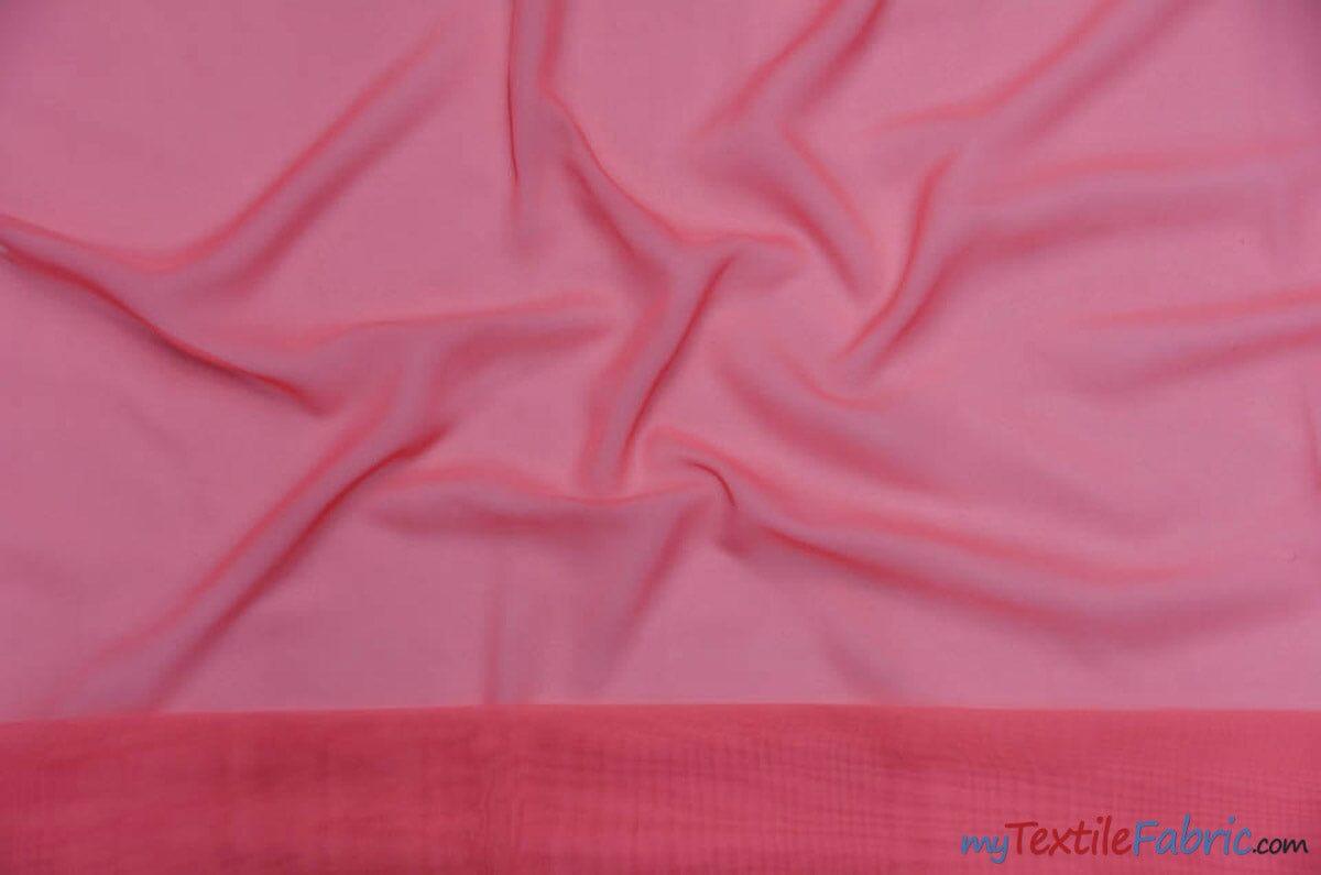 Chiffon Fabric | Super Soft & Flowy | 60" Wide | By the Continuous Yard | Multiple Colors | Fabric mytextilefabric Yards Watermelon 