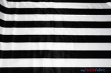 2.5" Stripe Satin Fabric | Soft Satin Stripe Charmeuse Fabric | 60" Wide | Multiple Colors | Fabric mytextilefabric Bolts White Black 2.5 Inch Stripe 