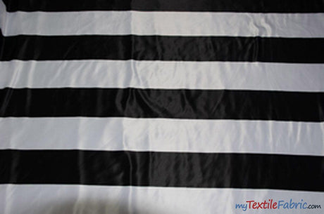 5.5" Stripe Satin Print | Dull Satin Print | 58/60" Wide | Multiple Colors | Stripe Satin Print Fabric | Fabric mytextilefabric Yards Black White 5.5" Stripe 