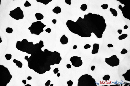 White Black Cow Satin Print Fabric | Cow Charmeuse Satin | 60