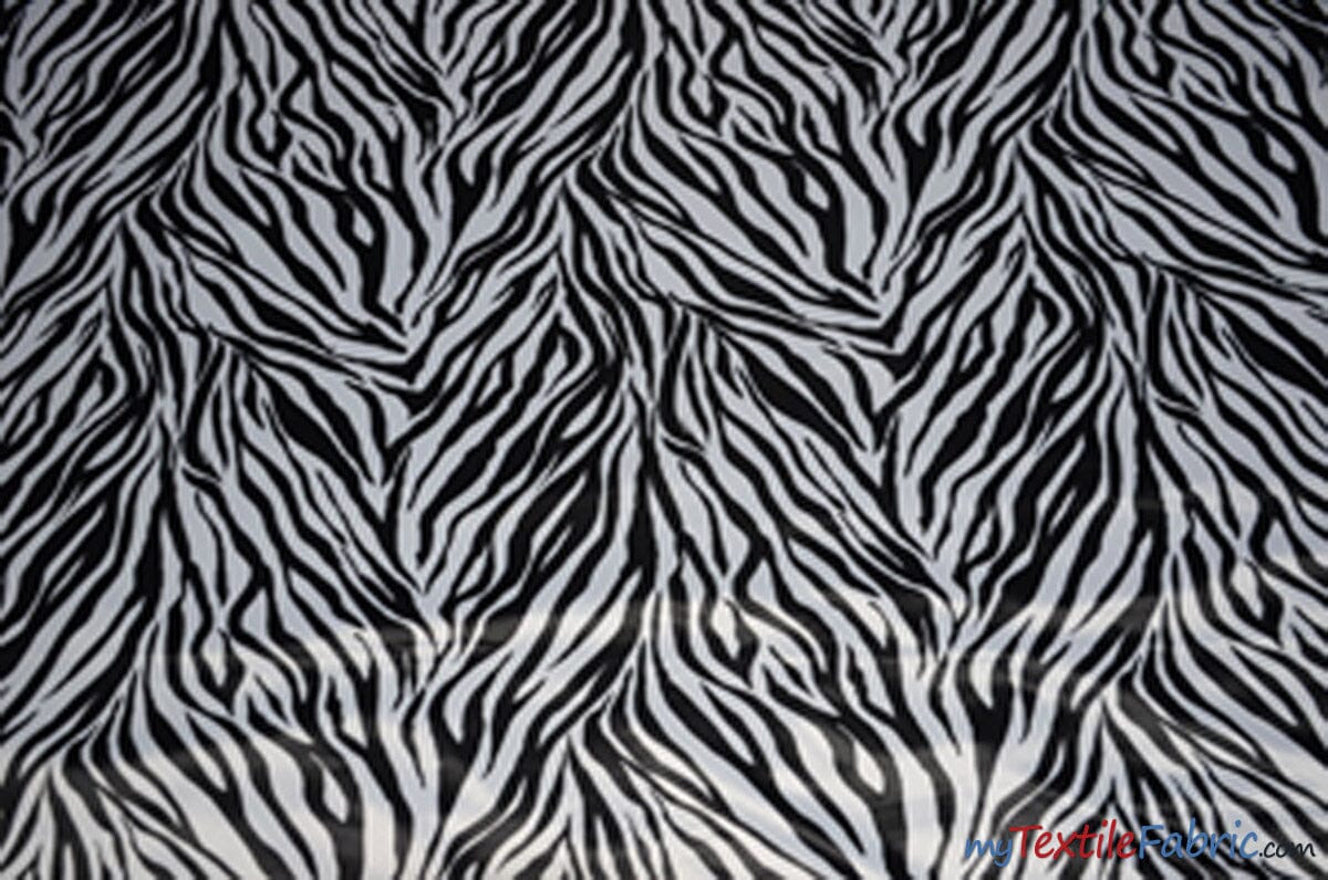 Black White Zebra Print Fabric | Zebra Satin Fabric | Dull Satin Print | 60" Wide | Fabric mytextilefabric 