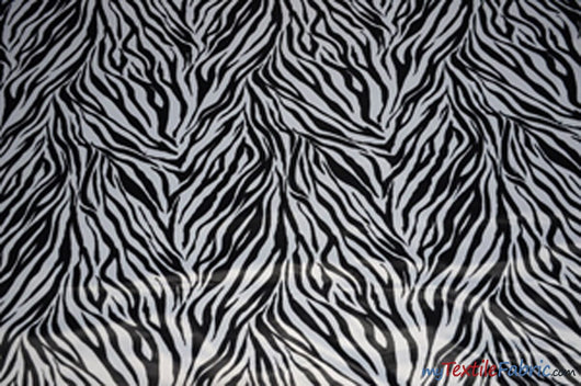 Black White Zebra Print Fabric | Zebra Satin Fabric | Dull Satin Print | 60