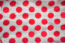 Load image into Gallery viewer, Polka Dot Satin | Soft Satin Polka Dot Charmeuse Fabric | 60&quot; Wide | Fabric mytextilefabric Yards White Red Polka Dot 