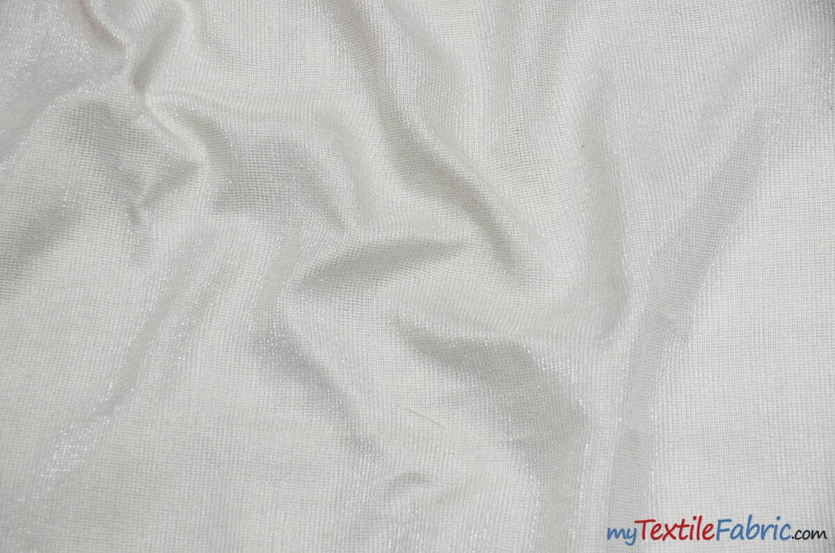 Metallic Vintage Linen Fabric | Imitation Burlap with Metallic Foil | 60" Wide | Washable Burlap Fabric for Decor | Fabric mytextilefabric Yards White Silver 
