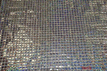 Load image into Gallery viewer, Hologram Square Sequins Fabric | Holographic Quad Sequins Fabric by the Yard | 40&quot; Wide | Glued on Sequins for Decoration | 7 Colors | Fabric mytextilefabric Yards White Silver 