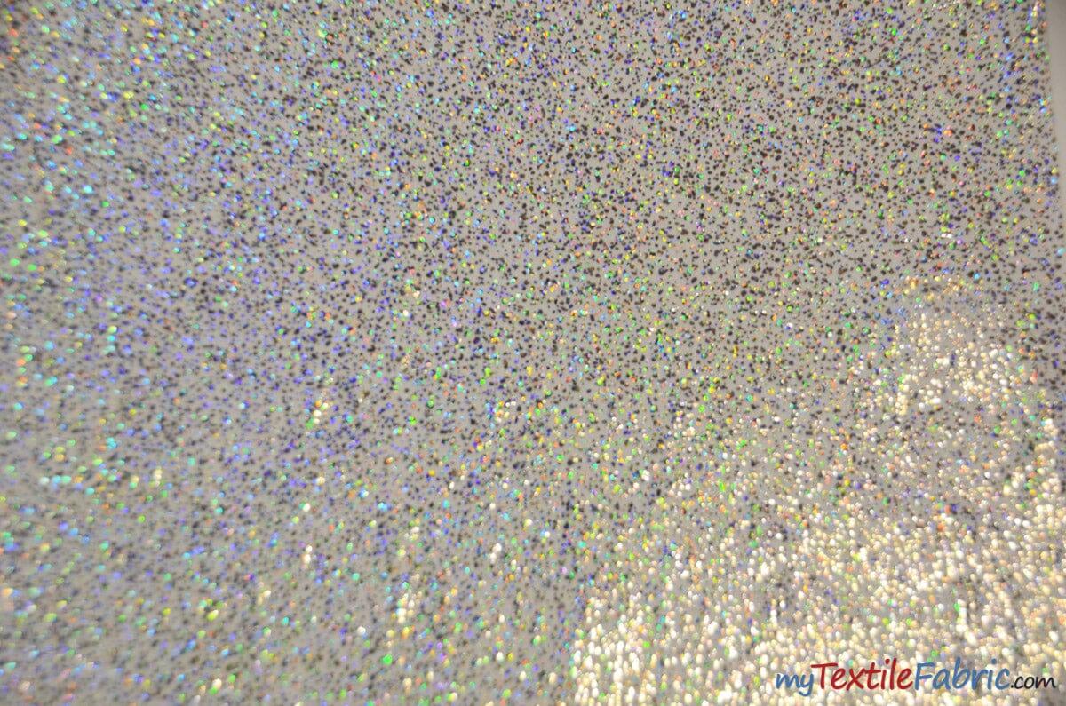 4 Way Stretch Dancewear Fabric | Pebbles Hologram Spandex | 58/60" Wide | Multiple Colors | Fabric mytextilefabric Yards White Silver 