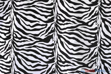 Load image into Gallery viewer, Zebra Flocking Taffeta | Flocking Velvet Zebra on Taffeta Fabric | 60&quot; Wide | Curtains, Apparel, Cosplay, Costume, Decor | Fabric mytextilefabric Yards White Zebra 