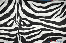 Load image into Gallery viewer, Animal Zebra Satin Fabric | Soft Satin Zebra Charmeuse Fabric | 60&quot; Wide | Multiple Colors | Fabric mytextilefabric Yards White Zebra 