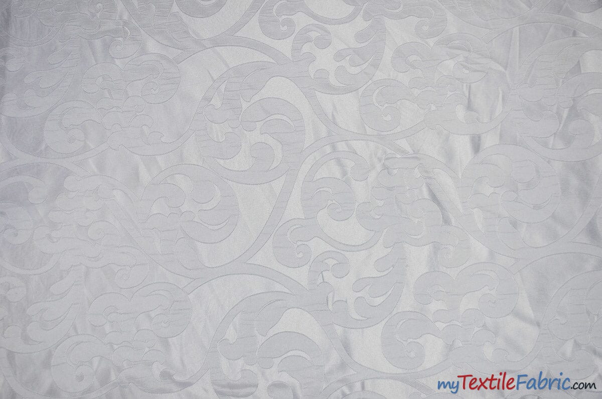 Victorian Damask Jacquard Fabric | Victorian Damask Brocade | 60" Wide | Drapery, Curtains, Tablecloth, Costume | Multiple Colors | Fabric mytextilefabric Yards White 