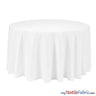 108" Round Polyester Seamless Tablecloth | Sold by Single Piece or Wholesale Box | Fabric mytextilefabric By Piece White 