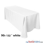 Load image into Gallery viewer, 90&quot; x 132&quot; Polyester 6Ft Tablecloth | 6ft Table Drape | Sold by Piece or Wholesale Box | Fabric mytextilefabric By Piece White 

