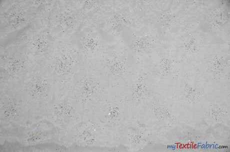 Sparkle Organza Fabric | Glitter Beads on Organza Fabric | 58" Wide | Fabric mytextilefabric Yards White 