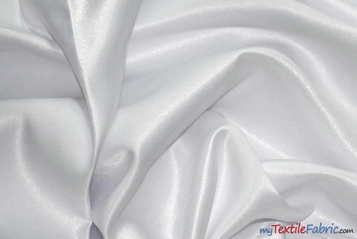 L'Amour Satin Fabric | Polyester Matte Satin | Peau De Soie | 60" Wide | Wholesale Bolt | Wedding Dress, Tablecloth, Multiple Colors | Fabric mytextilefabric Bolts White 