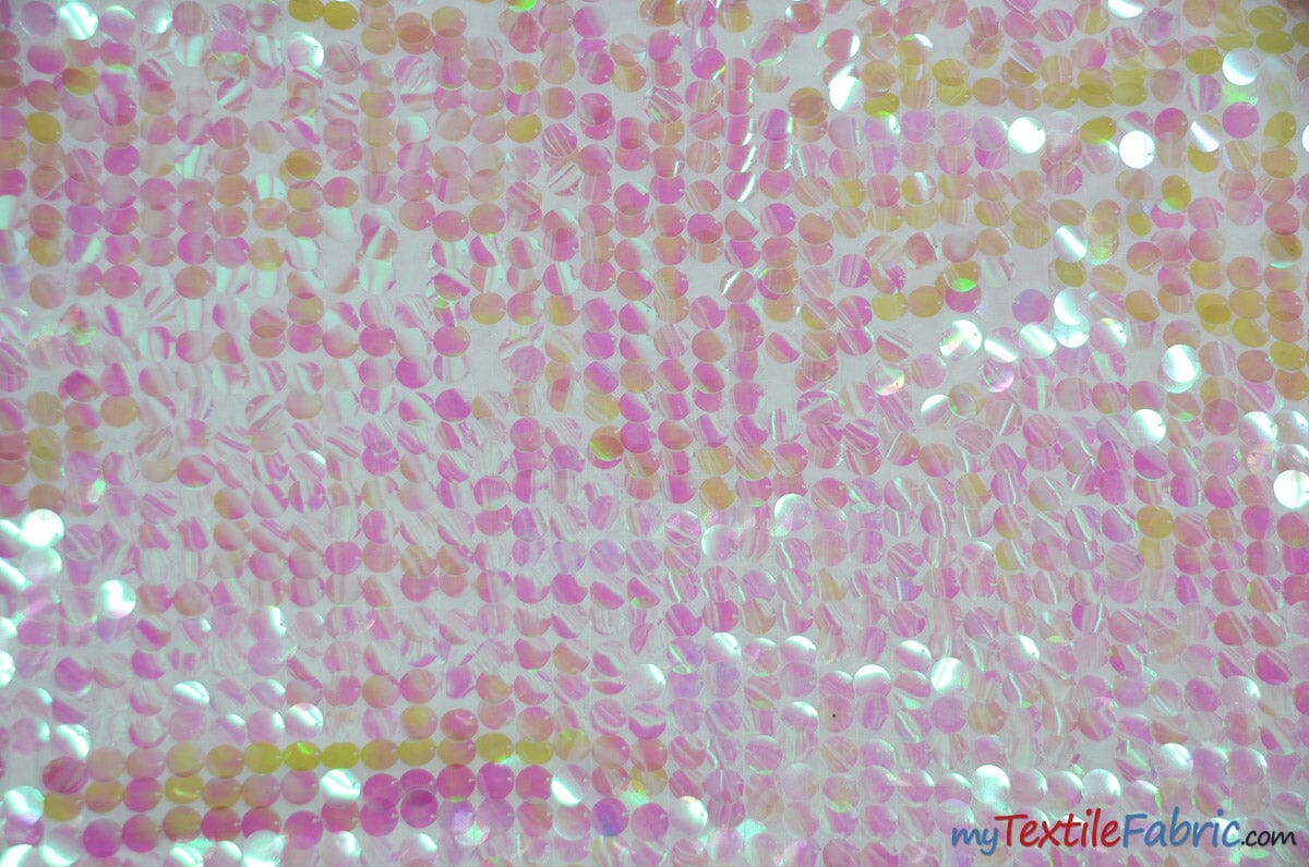 Fish Scale Paillette Sequins Fabric | 9mm Sequins Fabric | 52" Wide | Multiple Colors | Fabric mytextilefabric Yards Iridescent Rainbow 