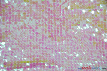 Load image into Gallery viewer, Fish Scale Paillette Sequins Fabric | 9mm Sequins Fabric | 52&quot; Wide | Multiple Colors | Fabric mytextilefabric Yards Iridescent Rainbow 