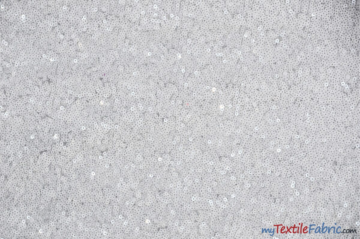 Glitz Mesh Sequins Fabric | 3mm Glitter Sequins | 52" Wide | Multiple Colors | Fabric mytextilefabric Yards White 