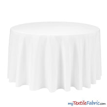 Load image into Gallery viewer, 90&quot; Round Polyester Seamless Tablecloth | Sold by Piece or Wholesale Box | Fabric mytextilefabric By Piece White 
