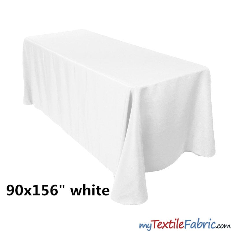 90" x 156" Polyester 8ft Tablecloth | 8ft Table Drape | Sold by Piece or Wholesale Box | Fabric mytextilefabric By Piece White 