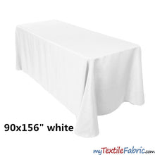 Load image into Gallery viewer, 90&quot; x 156&quot; Polyester 8ft Tablecloth | 8ft Table Drape | Sold by Piece or Wholesale Box | Fabric mytextilefabric By Piece White 