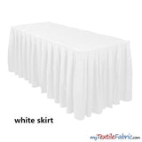 Polyester Table Skirt Fabric | Shirred Table Skirts | 29" x 13.5Ft | Sold By Piece or Wholesale Box | Fabric mytextilefabric By Piece White 