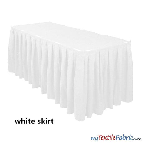 Polyester Table Skirt Fabric | Shirred Table Skirts | 29" x 13.5Ft | Sold By Piece or Wholesale Box | Fabric mytextilefabric By Piece White 