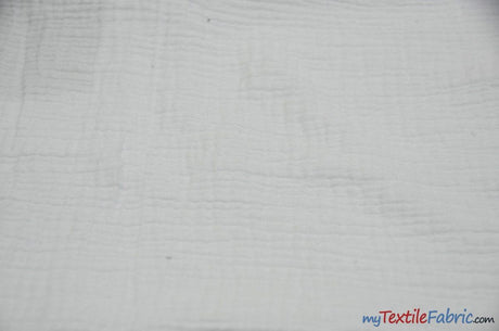 Double Layer Cotton Gauze Fabric | Soft Double Layer Muslin | 48" Wide | Double Cotton Gauze Fabric | Fabric mytextilefabric Yards White 