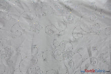 Load image into Gallery viewer, Aurora Taffeta Embroidery | Embroidered Floral Taffeta | 54&quot; Wide | Multiple Colors | Fabric mytextilefabric Yards White 
