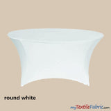 5ft Diameter Round Spandex Tablecloth - fits 60" Diameter Tables | Sold by the Piece or Wholesale Box | Fabric mytextilefabric By Piece White 